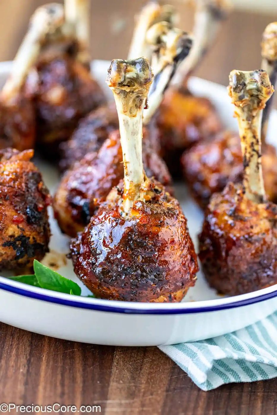 Baked chicken drumstick lollipops.