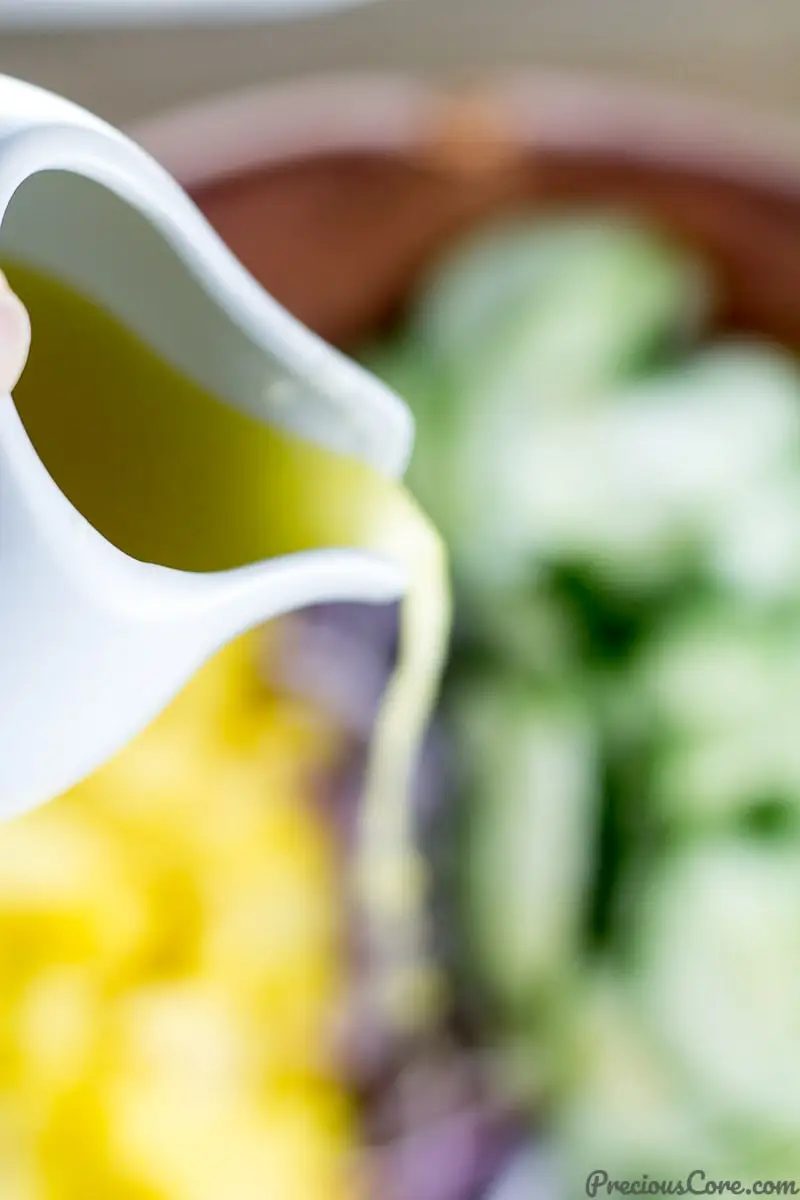 Dressing for cucumber mango salad.