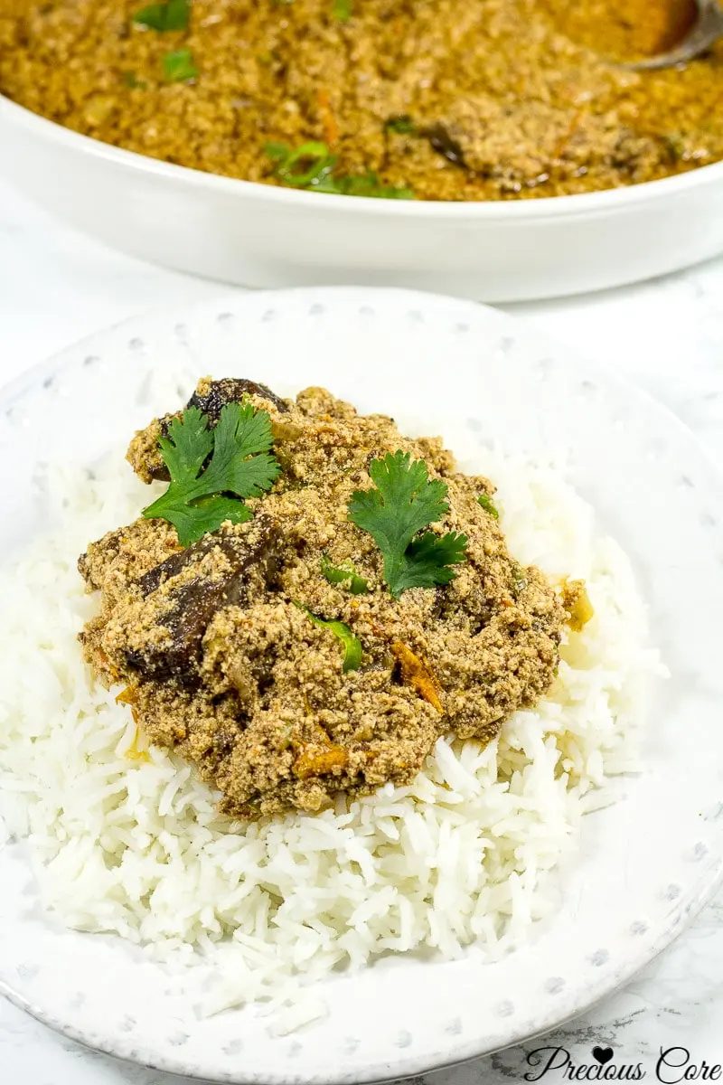 Egusi stew with boiled rice