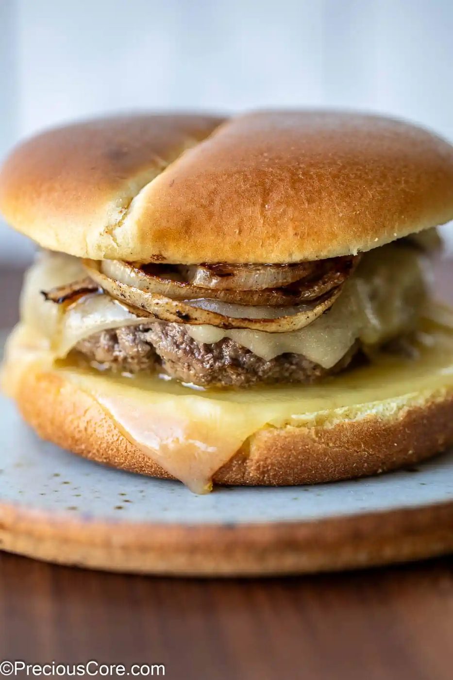 Grilled Onion Cheddar Burger