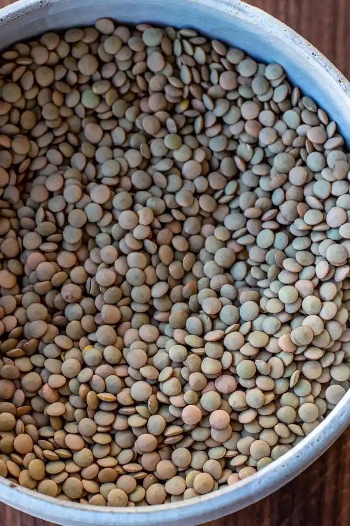Green Lentils in a bowl.