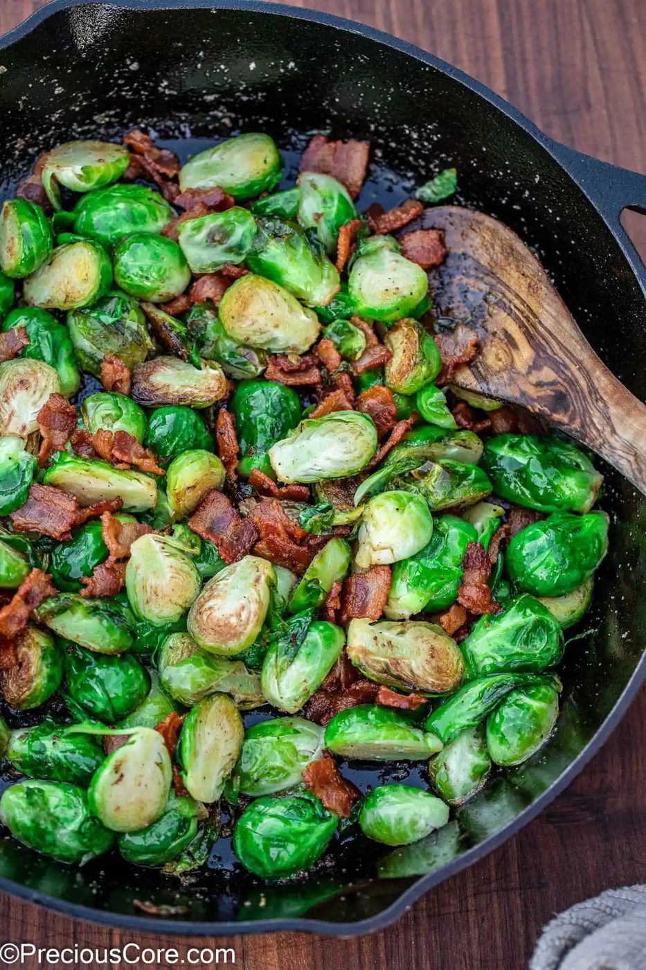 Pan Fried Brussels Sprouts With Bacon