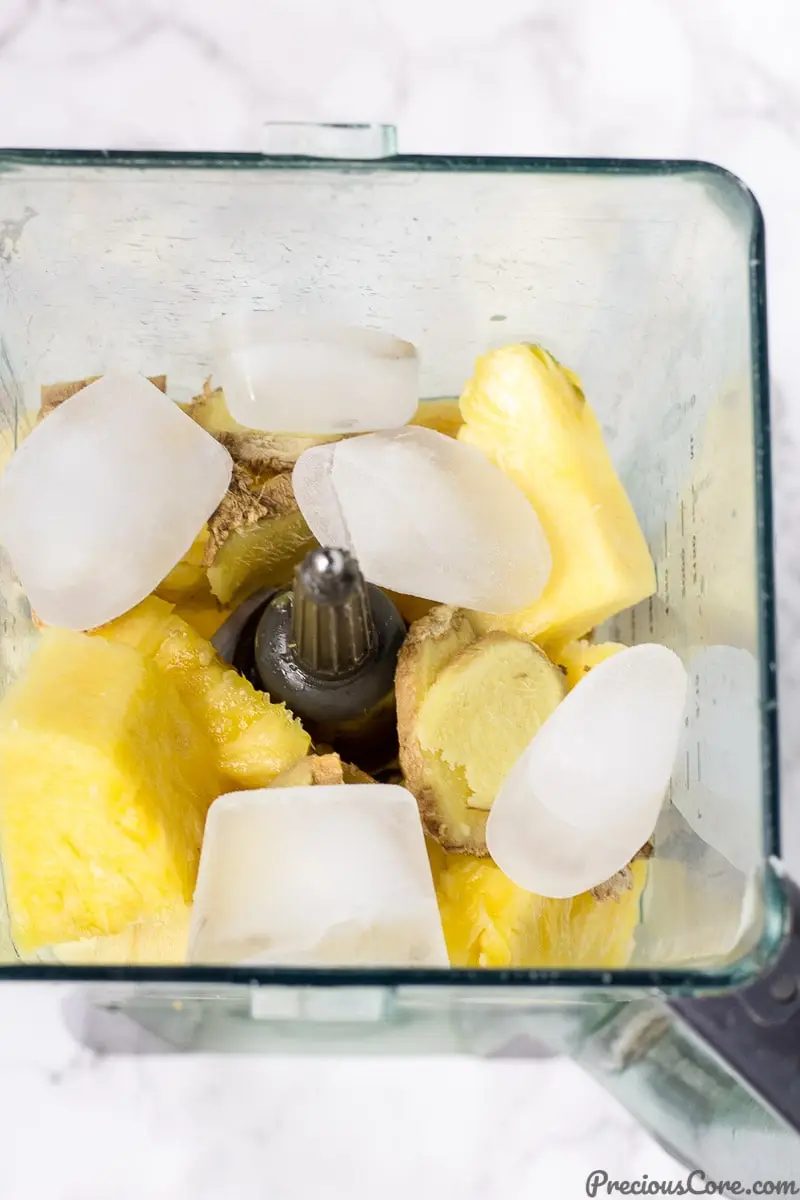 Pineapple Ginger Juice ingredients in blender