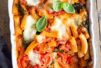 Creamy Vegetarian Baked Ziti with Spinach and Ricotta