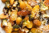 Crispy Parmesan Roasted Potatoes with Broccoli