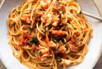 Spicy ’Nduja Shrimp Spaghetti with Lemon Zest