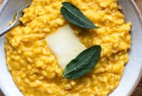 Taleggio Pumpkin Risotto with Crispy Sage and Brown Butter