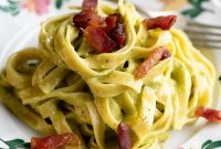 Creamy Pistachio Pasta with Crispy Guanciale Recipe