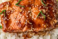 Crispy Pan-Fried Teriyaki Salmon with Garlic Butter Glaze