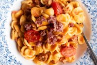Orecchiette alla Positanese with Sausage, Tomato & Burrata