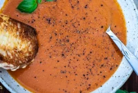Roasted Tomato and Garlic Soup Recipe with Fresh Herbs