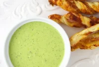 Creamy Pesto Sour Cream Dip with Prosciutto Dippers