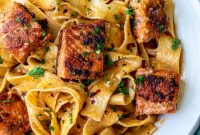 Cajun Salmon Pasta with Creamy Garlic Sauce
