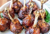 Crispy Chicken Drumstick Lollipops with Garlic Herb Glaze