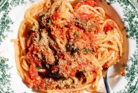Tomato Pasta with Sardines, Crispy Breadcrumbs & Lemon Zest