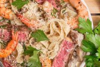Garlic Butter Steak and Shrimp Pasta Recipe
