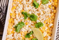 Mexican Street Corn Casserole Recipe with Cotija and Chili Lime