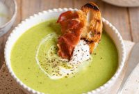 Crispy Prosciutto and Creamy Green Pea Soup Recipe