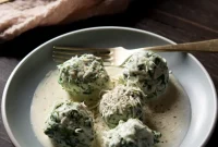 Broccoli Rabe and Ricotta Gnudi in Parmesan Cream Sauce