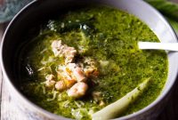 Vibrant Green Pesto Soup with Greens and White Beans
