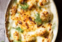 Baked Cauliflower with Melted Cheese and Roasted Fennel