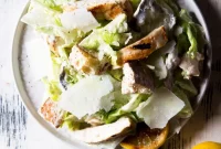 Grilled Chicken Caesar Salad Recipe with Crispy Croutons