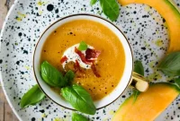 Chilled Melon Gazpacho with Crispy Prosciutto Crunch