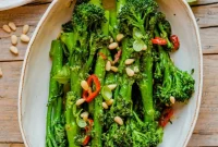 Sautéed Broccolini with Pesto, Pine Nuts & Chili