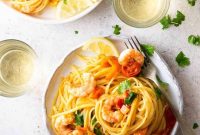 Shrimp Linguine with Burst Tomatoes and Fresh Parsley