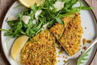 Pistachio-Crusted Chicken with Peppery Arugula Salad