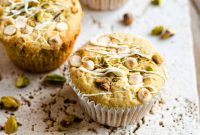 White Chocolate Chip Pistachio Muffins — Soft, Nutty Treats