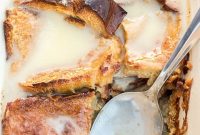 Irresistible Challah Bread Pudding with Caramel Bourbon Sauce