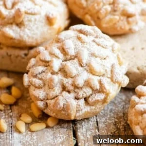 A close up of an Italian pine nut cookie