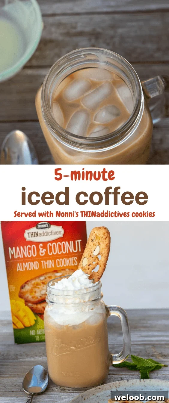 Iced coffee in a mason jar.