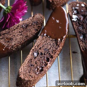 A close up of chocolate biscotti