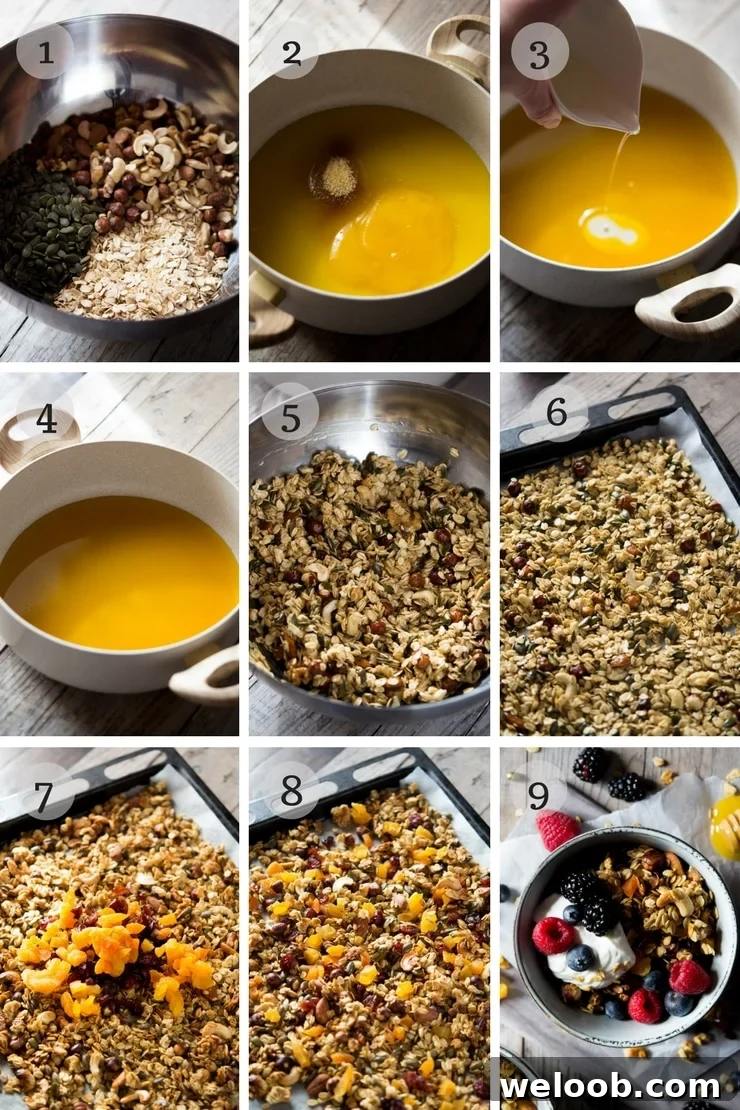 step by step photos for making healthy granola from scratch
