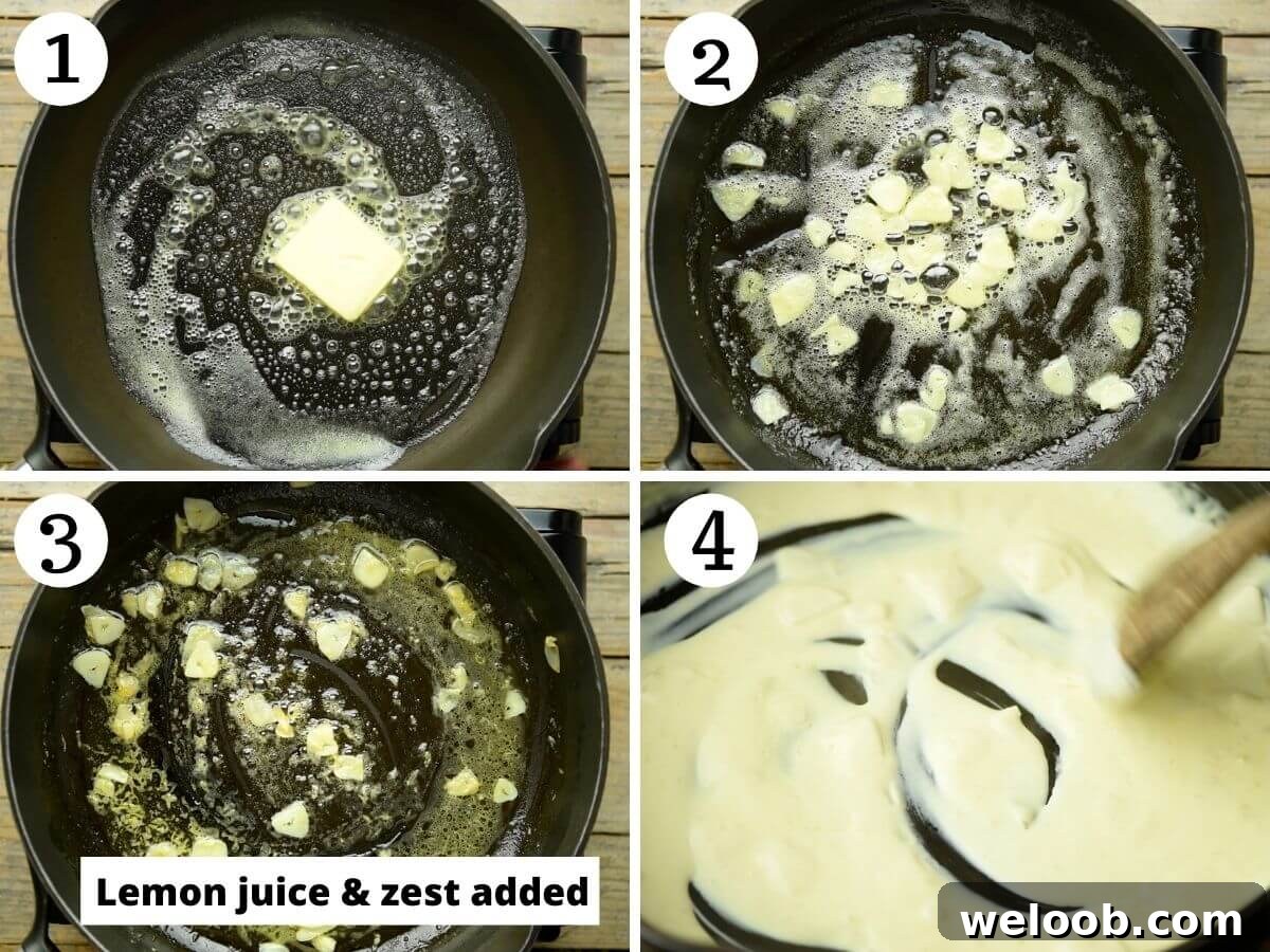 Step by step photos showing how to make pasta al limone