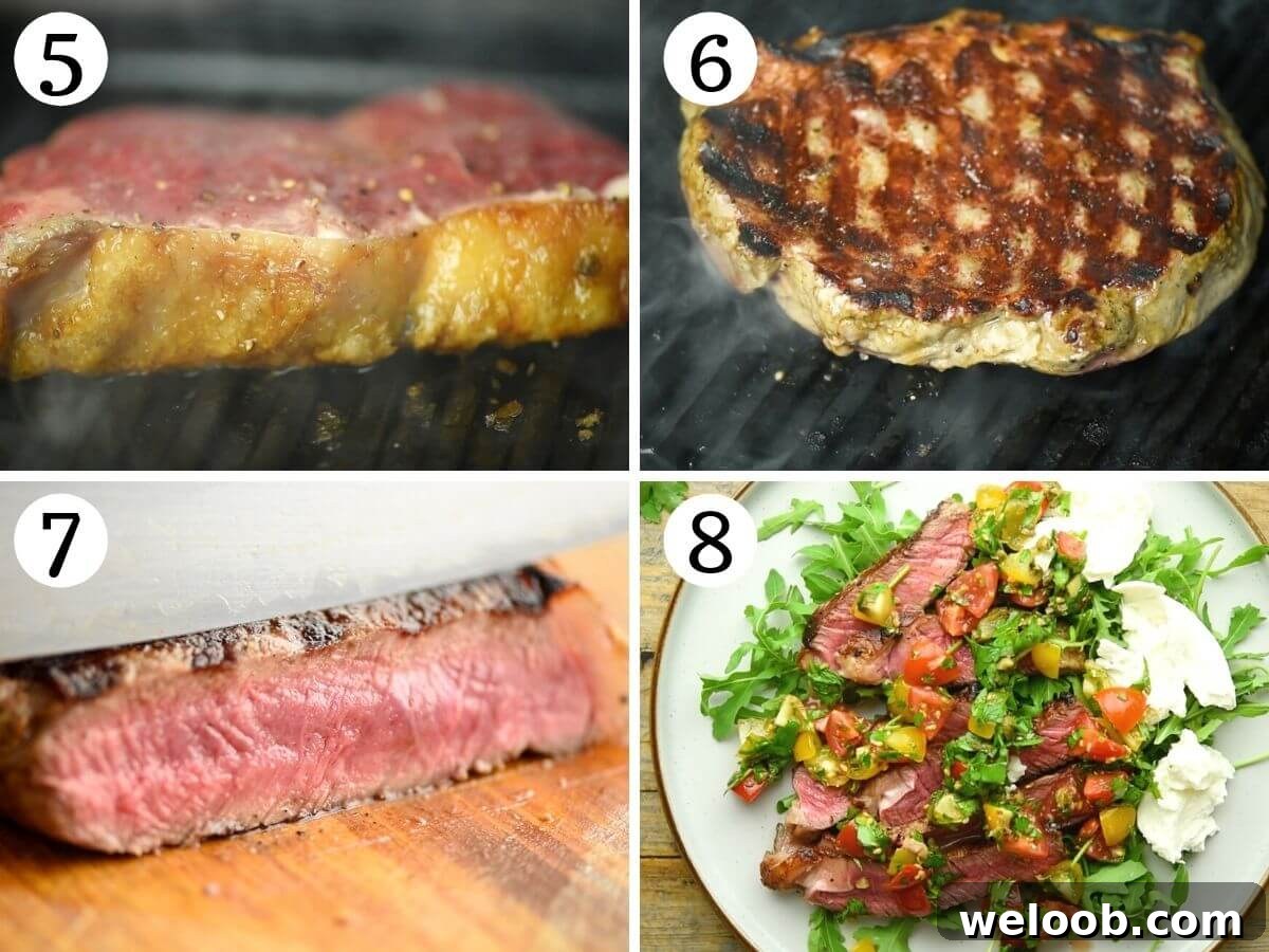 Step by step photos showing how to cook a steak