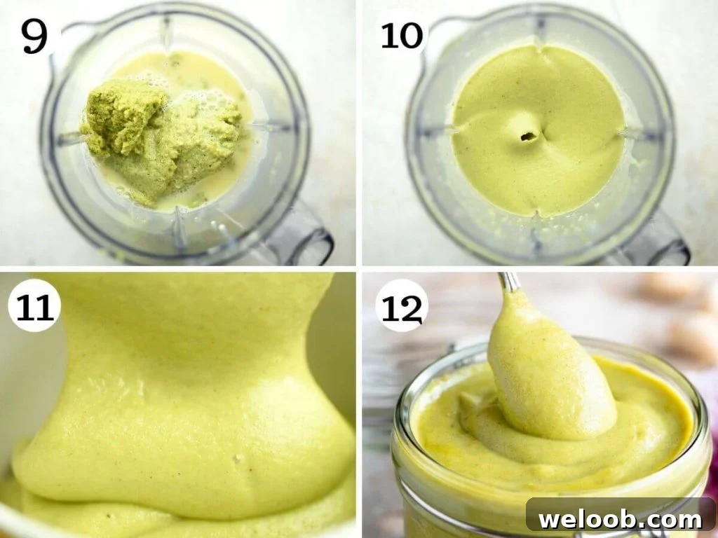 Step by step photos showing how to blitz pistachio cream for the perfect consistency