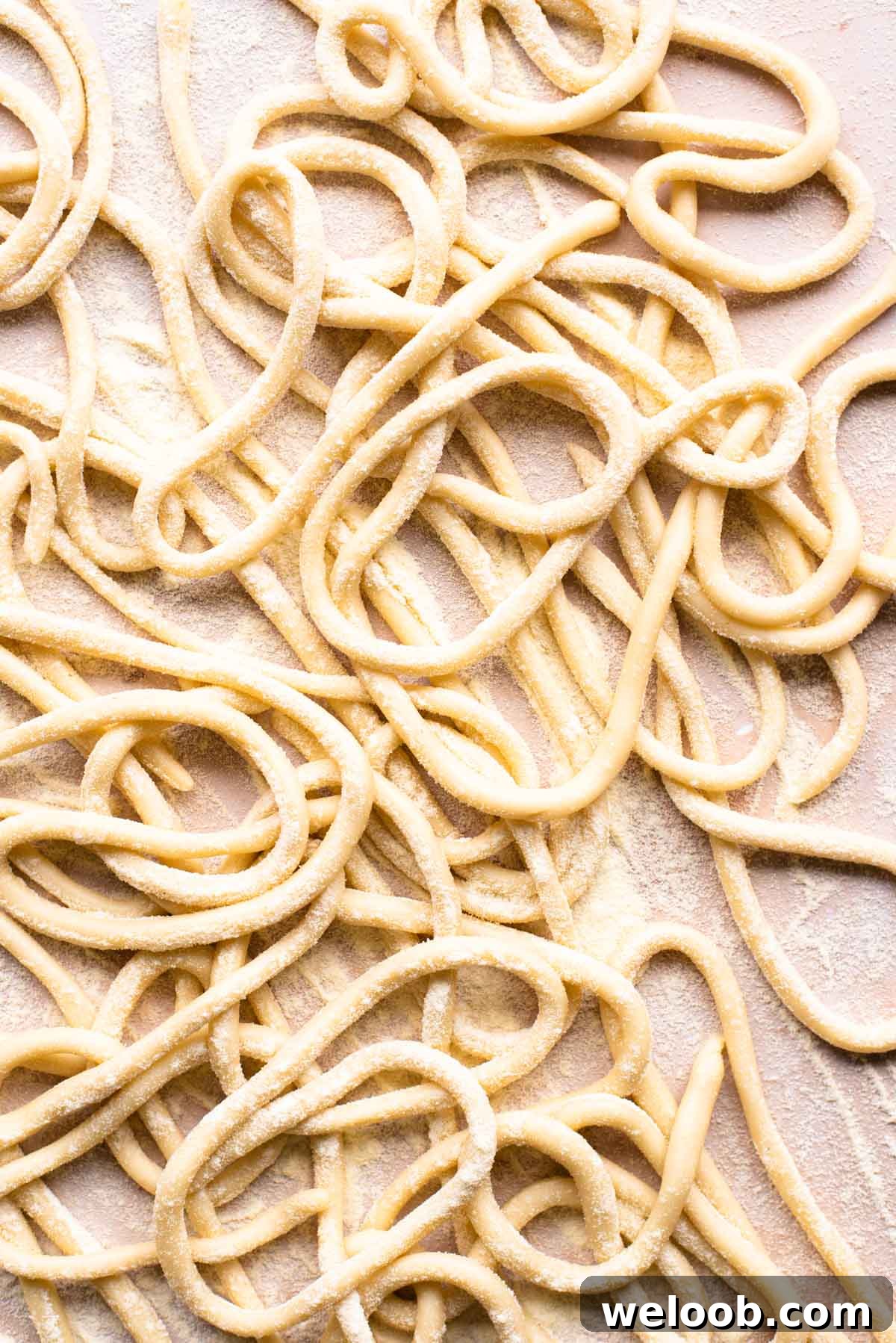 A close up of homemade pici pasta