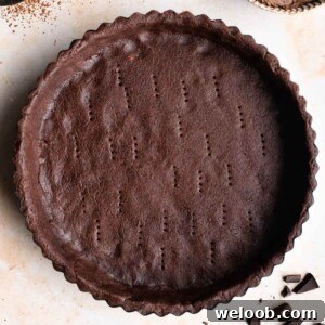 An overhead shot of chocolate shortcrust pastry