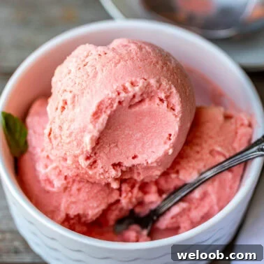 Bowl of homemade watermelon ice cream.