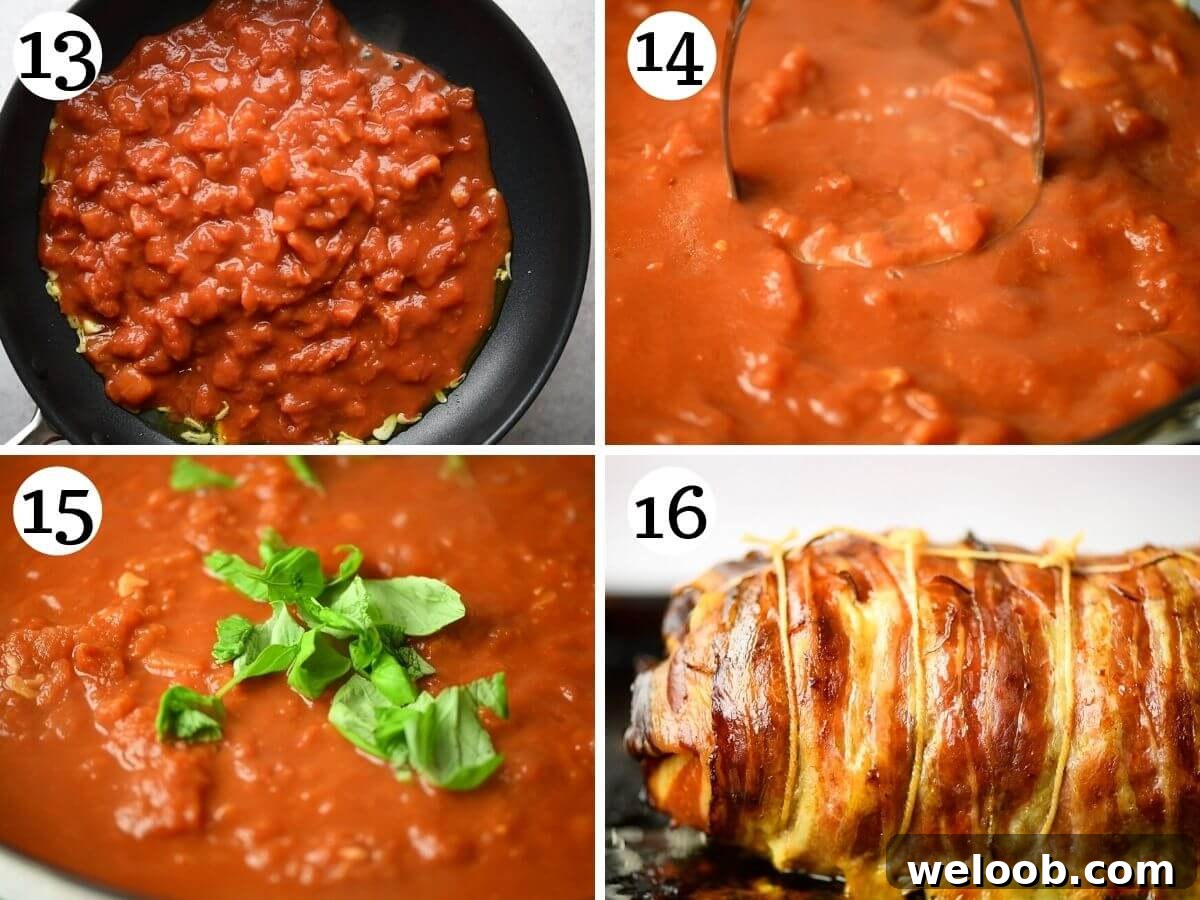 Step by step photos showing how to make tomato sauce for meatloaf