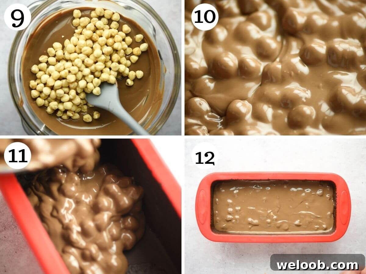 Step by step photos showing how to make the chocolate torrone filling