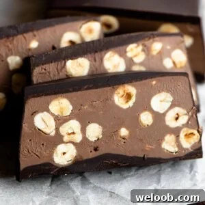 A close up of slices of chocolate hazelnut torrone
