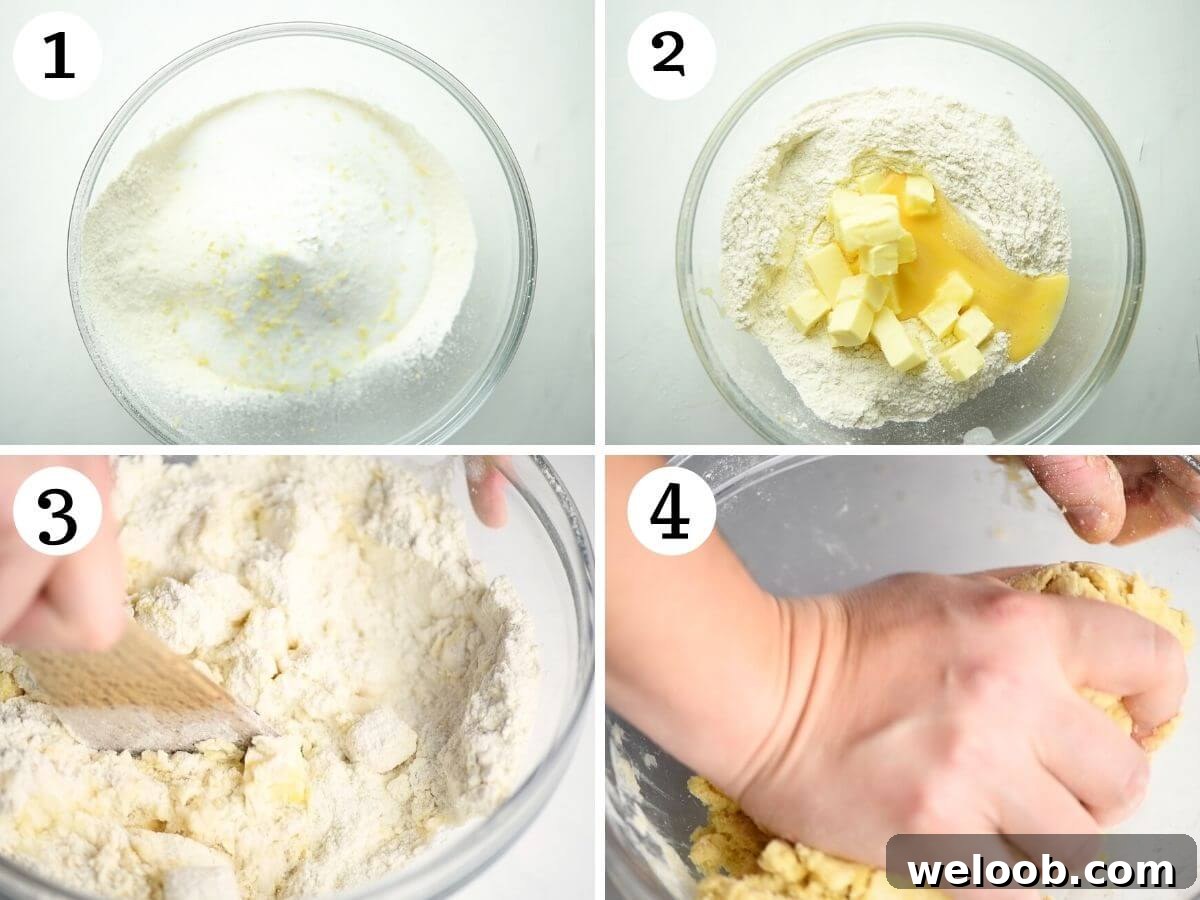 Step by step photos showing how to make pastry