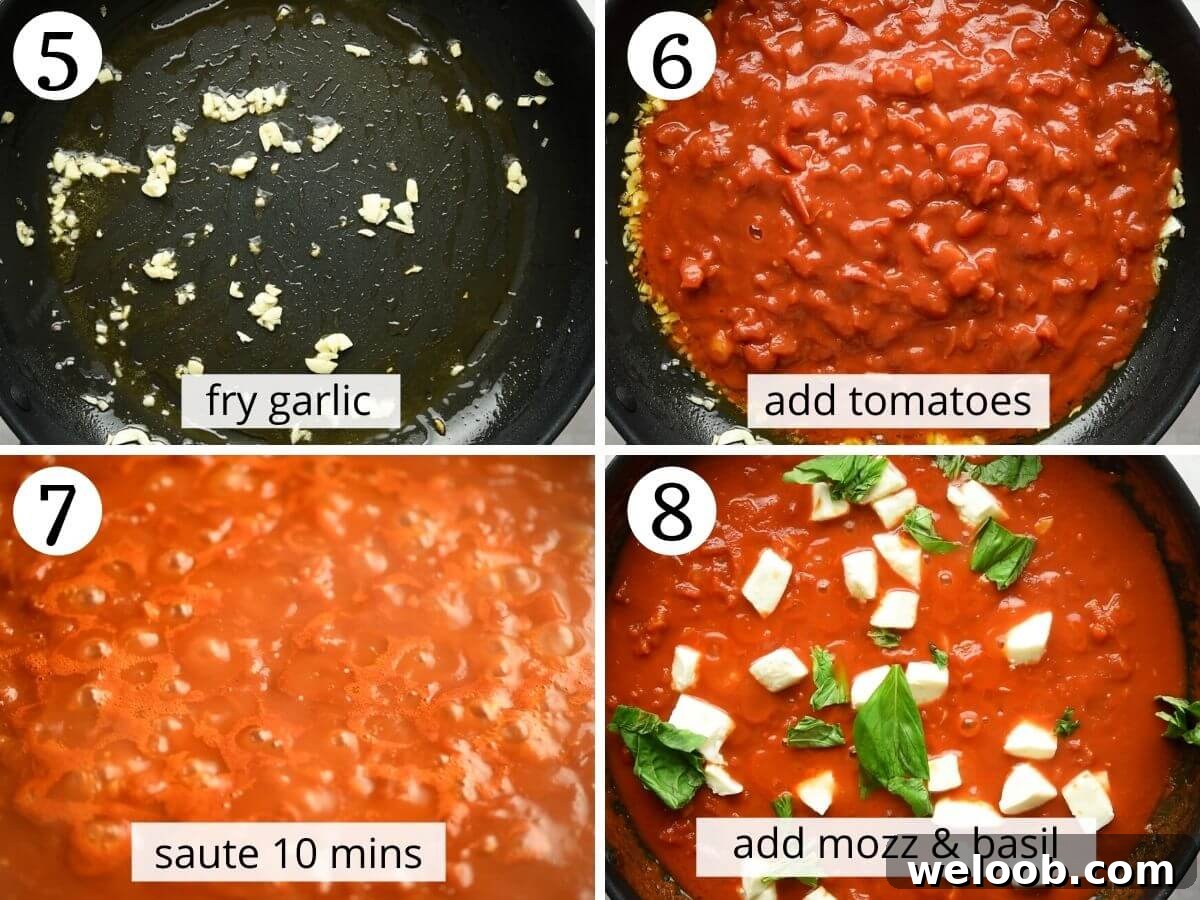 Step by step photos showing how to make sorrento style sauce