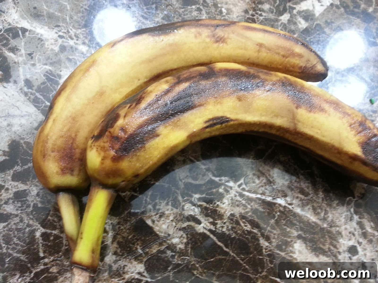 Bananas that are starting to brown.