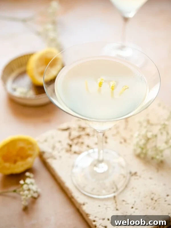 A limoncello martini (lemon drop) in a martini glass