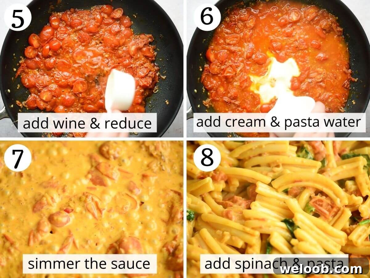 Step by step photos showing how to make creamy Nduja pasta sauce